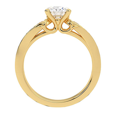 Song of the Sea engagement ring with side diamonds for all shapes