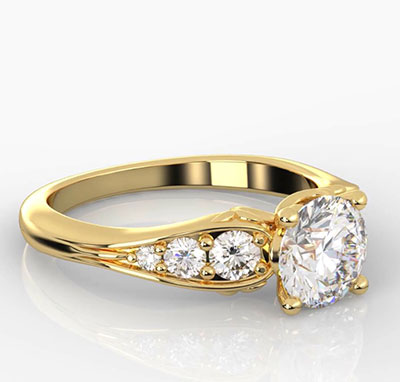 Song of the Sea engagement ring with side diamonds for all shapes