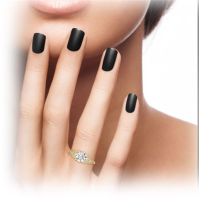 Song of the Sea engagement ring with side diamonds for all shapes