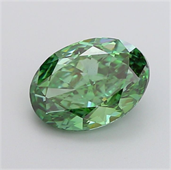 Picture of Lab Grown Diamond 3.71 Carats, Oval with  Cut, Fancy Vivid Green Color, VS2 Clarity and Certified by IGI