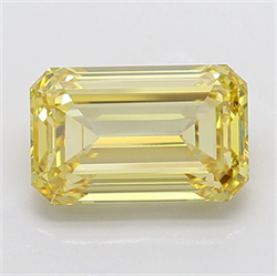 Picture of Lab Grown Diamond 6.01 Carats, Emerald with  Cut, Fancy Intense Yellow Color, VS1 Clarity and Certified by IGI