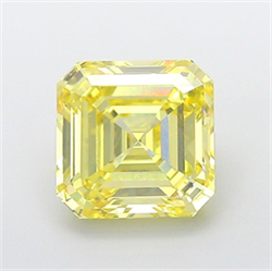 Picture of Lab Grown Diamond 4.07 Carats, Asscher with  Cut, Fancy Vivid Yellow Color, VS1 Clarity and Certified by IGI