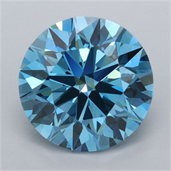 Picture of Lab Grown Diamond 2.09 Carats, Round with Ideal Cut, Fancy Vivid Blue Color, VVS1 Clarity and Certified by IGI