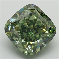 Picture of Lab Grown Diamond 6.44 Carats, CUSHION MODIFIED with  Cut, Fancy Vivid Green Color, VS1 Clarity and Certified by IGI