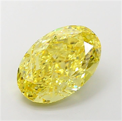 Picture of Lab Grown Diamond 5.45 Carats, Oval with  Cut, Fancy Vivid Yellow Color, VVS2 Clarity and Certified by IGI