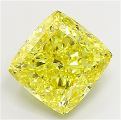 Picture of Lab Grown Diamond 8.09 Carats, CUSHION MODIFIED with  Cut, Fancy Vivid Yellow Color, VS1 Clarity and Certified by IGI