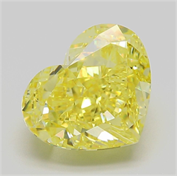Picture of Lab Grown Diamond 5.16 Carats, Heart with  Cut, Fancy Vivid Yellow Color, VVS2 Clarity and Certified by IGI