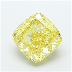 Picture of Lab Grown Diamond 3.04 Carats, CUSHION MODIFIED with  Cut, Fancy Intense Yellow Color, VS1 Clarity and Certified by IGI