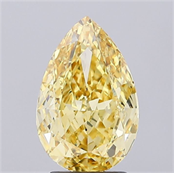 Picture of Lab Grown Diamond 3.05 Carats, Pear with  Cut, Fancy Vivid Yellow Color, VS1 Clarity and Certified by IGI