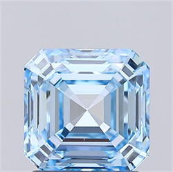 Picture of Lab Grown Diamond 1.54 Carats, Asscher with  Cut, Fancy Vivid Blue Color, VVS2 Clarity and Certified by IGI
