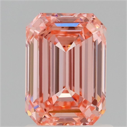 Picture of Lab Grown Diamond 1.50 Carats, Emerald with  Cut, Fancy Vivid Pink Color, VS1 Clarity and Certified by IGI
