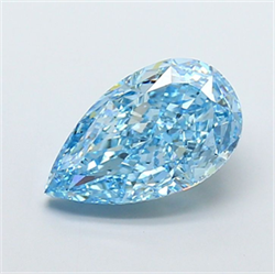 Picture of Lab Grown Diamond 5.01 Carats, Pear with  Cut, Fancy Vivid Blue Color, VS2 Clarity and Certified by IGI