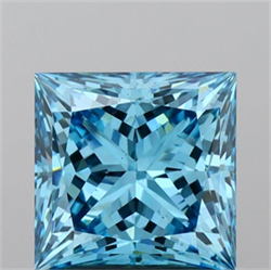 Picture of Lab Grown Diamond 2.10 Carats, Princess with  Cut, Fancy Vivid Blue Color, VS2 Clarity and Certified by IGI