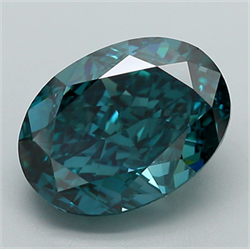 Picture of Lab Grown Diamond 4.46 Carats, Oval with  Cut, Fancy Vivid Green Color, VVS2 Clarity and Certified by IGI