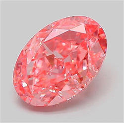 Picture of Lab Grown Diamond 2.10 Carats, Oval with  Cut, Fancy Vivid Pink Color, VVS2 Clarity and Certified by IGI