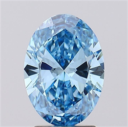 Picture of Lab Grown Diamond 2.01 Carats, Oval with  Cut, Fancy Vivid Blue Color, VS1 Clarity and Certified by IGI