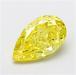 Picture of Lab Grown Diamond 1.58 Carats, Pear with  Cut, Fancy Vivid Yellow Color, VS2 Clarity and Certified by IGI
