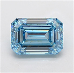 Picture of Lab Grown Diamond 3.02 Carats, Emerald with  Cut, Fancy Vivid Blue Color, VS1 Clarity and Certified by IGI