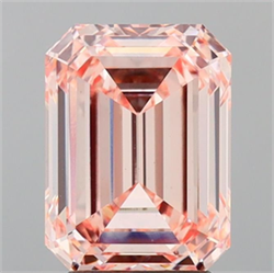 Picture of Lab Grown Diamond 3.00 Carats, Emerald with  Cut, Fancy Intense Pink Color, VS1 Clarity and Certified by IGI