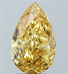 Picture of Lab Grown Diamond 2.76 Carats, Pear with  Cut, Fancy Vivid Yellow Color, VVS2 Clarity and Certified by IGI