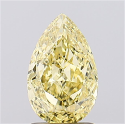 Picture of Lab Grown Diamond 1.53 Carats, Pear with  Cut, Fancy Vivid Yellow Color, VVS2 Clarity and Certified by IGI