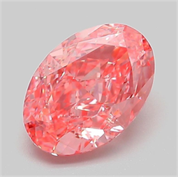 Picture of Lab Grown Diamond 2.13 Carats, Oval with  Cut, Fancy Vivid Pink Color, VVS1 Clarity and Certified by IGI
