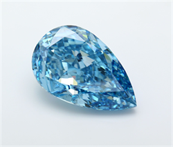 Picture of Lab Grown Diamond 27.07 Carats, Pear with  Cut, Fancy Vivid Blue Color, VS2 Clarity and Certified by IGI
