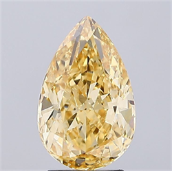 Picture of Lab Grown Diamond 3.21 Carats, Pear with  Cut, Fancy Intense Yellow Color, VS1 Clarity and Certified by IGI