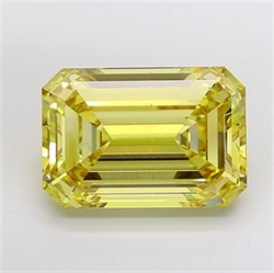 Picture of Lab Grown Diamond 16.70 Carats, Emerald with  Cut, Fancy Intense Yellow Color, VS2 Clarity and Certified by IGI