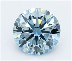 Picture of Lab Grown Diamond 3.00 Carats, Round with Ideal Cut, Fancy Vivid Blue Color, VVS2 Clarity and Certified by IGI