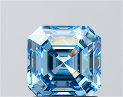Picture of Lab Grown Diamond 1.52 Carats, Asscher with  Cut, Fancy Vivid Blue Color, VS1 Clarity and Certified by IGI
