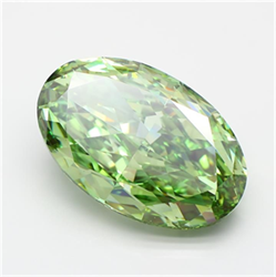 Picture of Lab Grown Diamond 18.01 Carats, Oval with  Cut, Fancy Vivid Green Color, VS2 Clarity and Certified by IGI