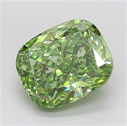 Picture of Lab Grown Diamond 5.05 Carats, Cushion with  Cut, Fancy Vivid Green Color, VS1 Clarity and Certified by IGI