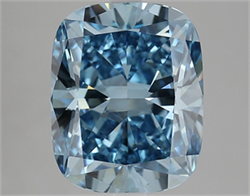 Picture of Lab Grown Diamond 5.18 Carats, CUSHION MODIFIED with  Cut, Fancy Vivid Blue Color, VVS2 Clarity and Certified by IGI