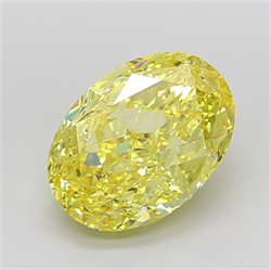 Picture of Lab Grown Diamond 5.14 Carats, Oval with  Cut, Fancy Intense Yellow Color, VS1 Clarity and Certified by IGI