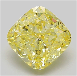 Picture of Lab Grown Diamond 2.01 Carats, CUSHION MODIFIED with  Cut, Fancy Intense Yellow Color, VVS2 Clarity and Certified by IGI