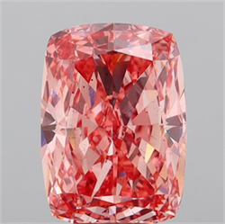 Picture of Lab Grown Diamond 5.13 Carats, CUSHION MODIFIED with  Cut, Fancy Vivid Pink Color, VS2 Clarity and Certified by IGI