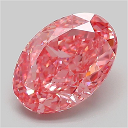 Picture of Lab Grown Diamond 3.05 Carats, Oval with  Cut, Fancy Vivid Pink Color, VS1 Clarity and Certified by IGI