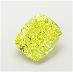 Picture of Lab Grown Diamond 1.38 Carats, CUSHION MODIFIED with  Cut, Fancy Vivid Yellow Color, VVS2 Clarity and Certified by IGI