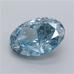 Picture of Lab Grown Diamond 3.00 Carats, Oval with  Cut, Fancy Vivid Blue Color, VVS1 Clarity and Certified by IGI