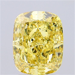 Picture of Lab Grown Diamond 2.14 Carats, CUSHION MODIFIED with  Cut, Fancy Vivid Yellow Color, VS2 Clarity and Certified by IGI