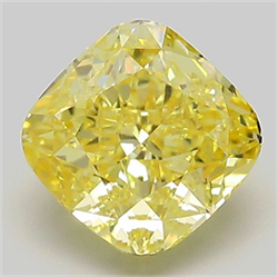 Picture of Lab Grown Diamond 2.51 Carats, CUSHION MODIFIED with  Cut, Fancy Vivid Yellow Color, VS1 Clarity and Certified by IGI