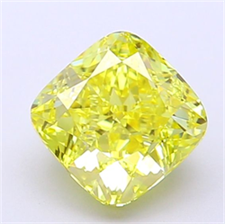Picture of Lab Grown Diamond 1.70 Carats, CUSHION MODIFIED with  Cut, Fancy Vivid Yellow Color, VVS2 Clarity and Certified by IGI