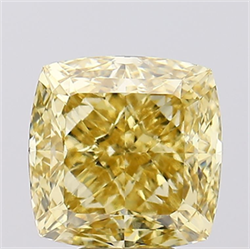 Picture of Lab Grown Diamond 7.11 Carats, CUSHION MODIFIED with  Cut, Fancy Intense Yellow Color, VVS2 Clarity and Certified by IGI