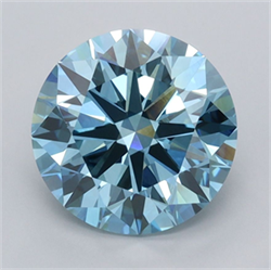 Picture of Lab Grown Diamond 3.00 Carats, Round with Ideal Cut, Fancy Vivid Blue Color, VVS2 Clarity and Certified by IGI