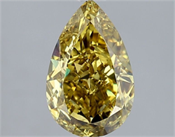 Picture of Lab Grown Diamond 2.01 Carats, Pear with  Cut, Fancy Vivid Yellow Color, VS2 Clarity and Certified by IGI
