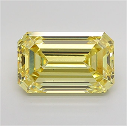 Picture of Lab Grown Diamond 5.01 Carats, Emerald with  Cut, Fancy Vivid Yellow Color, VS2 Clarity and Certified by IGI