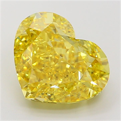 Picture of Lab Grown Diamond 7.02 Carats, Heart with  Cut, Fancy Vivid Yellow Color, VS1 Clarity and Certified by IGI