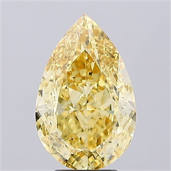 Picture of Lab Grown Diamond 5.01 Carats, Pear with  Cut, Fancy Intense Yellow Color, VS1 Clarity and Certified by IGI