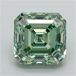 Picture of Lab Grown Diamond 2.18 Carats, Emerald with  Cut, Fancy Intense Green Color, VVS2 Clarity and Certified by IGI